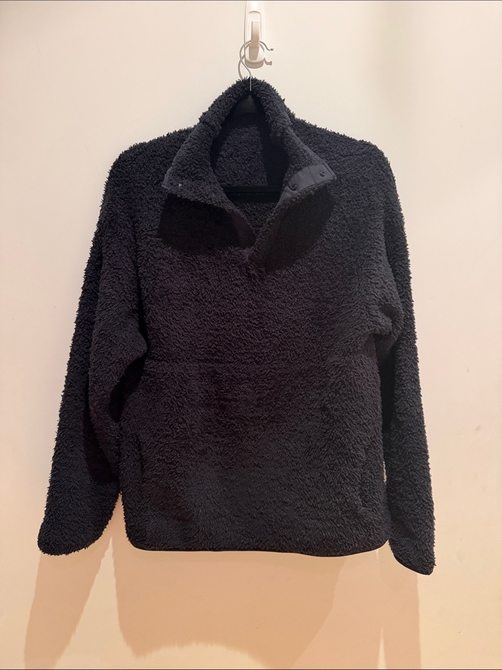 SKIMS Black Sherpa Snap-Front Pullover